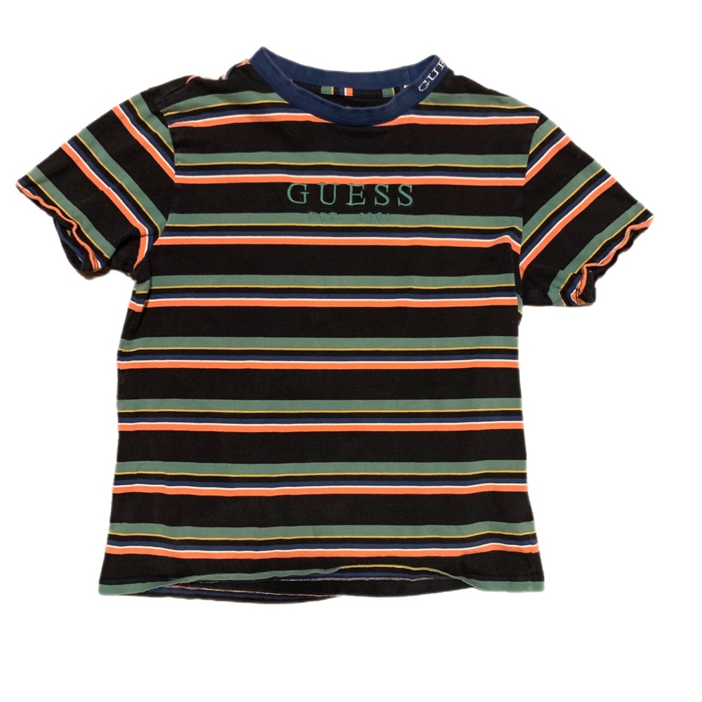 Vintage GUESS Men's Small Striped Tee